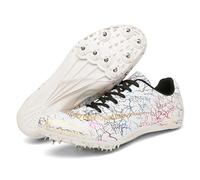 sekiueo Zapatillas De Atletismo Hombre Zapatillas con Clavos Zapatillas De Carrera para Niños Y Niñas Zapatillas Profesionales para Saltos Y Sprint,Blanca,40 EU
