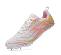 sekiueo Zapatillas de Atletismo Hombre Zapatillas de Clavos para Correr Saltar Sprint Entrenamiento para Niños Y Estudiantes,Rosado,43 EU