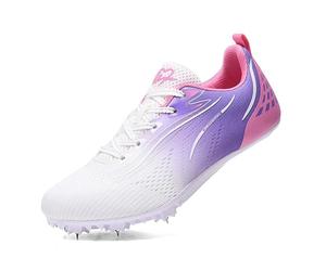 sekiueo Zapatillas De Atletismo para Hombre Mujer Niño Y Niña Ligeras con 7 Clavos para Carreras Saltos,Púrpura,36 EU