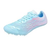 sekiueo Zapatillas De Atletismo para Hombres Mujeres Zapatillas De Malla Ligeras para Correr Zapatillas Deportivas con Clavos para Niños Y Jóvenes,Rosado,37 EU