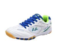 sekiueo Zapatillas De Bádminton para Hombre Zapatillas De Tenis De Mesa Y Squash Zapatillas Ligeras Y Transpirables para Cancha,Blanca,44 EU