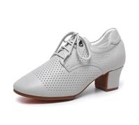 sekiueo Zapatos Baile Latino Mujer Zapatos de Salsa Baile de Salón Y Tango con Cordones Transpirables para Practicar Y Bailar,Gris,36 EU