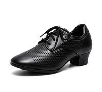 sekiueo Zapatos Baile Latino Mujer Zapatos de Salsa Baile de Salón Y Tango con Cordones Transpirables para Practicar Y Bailar,Negro,34 EU