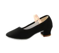 sekiueo Zapatos De Baile Latino para Mujer Sin Cordones con Suela De Cuero Tacón Bajo Estilo Retro para Baile De Salón Salsa Y Tango,Negro,34 EU