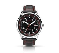 Sekonda 1463 - Reloj analógico para hombre, correa de piel negra con costuras rojas