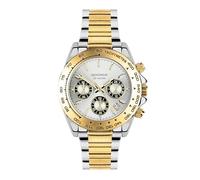 Sekonda Classic Circuit - Reloj cronógrafo para hombre de 43 mm con indicador de fecha analógico y correa de acero inoxidable, Dos tonos, plateado, pulsera