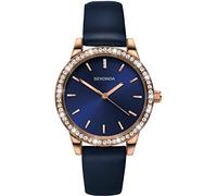 Sekonda Editions 40328 - Reloj analógico de cuarzo para mujer con caja de oro rosa y correa azul, Vestido