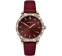 Sekonda Editions 40335 Reloj analógico de cuarzo para mujer con caja de oro rosa y correa de color burdeos