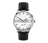 Sekonda Heritage - Reloj analógico Redondo de Cuarzo para Hombre, de 40 mm, Tres manecillas con Ventana de día y Fecha, Plata, Correa