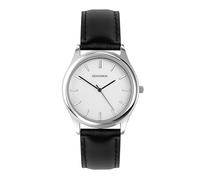 Sekonda Reloj clásico Evans para hombre de 38 mm en plata con correa de cuero negro y esfera plateada, Correa