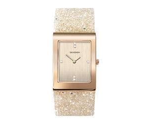 Sekonda Reloj Cuarzo Mujer con dial Analógico Rosa y Correa de Cuero Oro Rosa 2722