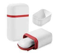 Sekonow 2 fundas de jabón de viaje a prueba de fugas con anillo de silicona, contenedor de jabón de viaje con capa de drenaje, soporte para jabón de barra de champú, caja de jabón de viaje para viajes