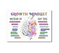 SEL Growth Mindset Poster Positive Affirmations for Kids Mental Health Wall Art for Classroom Calm Corner Special Education Therapy Room Decor(Framed,12x18inch(30x45cm))