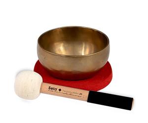 Sela Cuenco tibetano de latón de 4.7 pulgadas con mazo y bolsa para meditación, yoga y masajes de sonido, ayuda a aliviar el estrés, relajarse profundamente y traer armonía a la mente y el cuerpo.