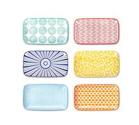 Selamica Platos rectangulares de ensalada, platos de postre de cerámica de 7.1 pulgadas, platos pequeños para aperitivos, aperitivos, sushi, frutas, regalo de inauguración de la casa, juego de 6,