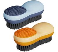 Selaurel Cepillo de lavandería para eliminación de Manchas, Cepillo de cerdas de Silicona Suave de Dos Lados, Paquete de 2 (Azul y Naranja)