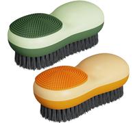 Selaurel Cepillo para manchas de lavandería, 2 unidades, cepillo de cerdas suaves de dos lados para eliminar manchas, cepillo de silicona para el hogar, cepillo de lavado de ropa de doble uso para