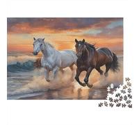 Selección Caballos Playa Rompecabezas de Papel 1000 Piezas Adultos Entrenamiento Mental Decoración Relajante Educativo 38x26cm/1000pcs