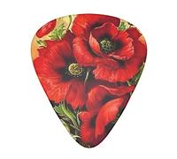 Selección de guitarrasBeautiful Red Poppy Flower Advanced guitar pick 12 pieces Three thicknesses for bass,electric guitar,acoustic guitar bag