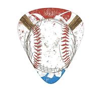 Selección de guitarrasHand Drawn Baseball Bats and Ball Advanced guitar pick 12 pieces Three thicknesses for bass,electric guitar,acoustic guitar bag