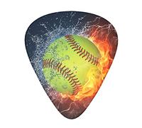 Selección de guitarrasOrange Softball Baseball on Fire and Water Advanced guitar pick 12 pieces Three thicknesses for bass,electric guitar,acoustic guitar bag