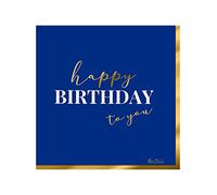 Selección de papelería Varzi desde 1956 servilletas de papel Happy Birthday To You azul, 33 x 33 cm, 16 unidades.