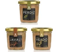 Selección de Patés Gourmet Variados - Jabalí, Venado y Perdiz - Pack de 3 tarros de 100 g, ideal para untar en galletas saladas y pan.