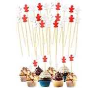 Selecciones de cócteles navideños,Brochetas de cócteles navideños - Brocheta de frutas navideñas - 100 X palos de madera, selecciones de aperitivos de 4,7 pulgadas, suministros para fiestas, copos de