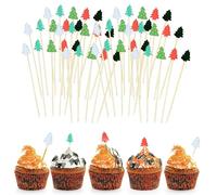 Selecciones de cócteles navideños,Brochetas de cócteles navideños | Selecciones de frutas navideñas - Palillos de dientes para fiesta de 4,7 pulgadas, 100 selecciones para aperitivos, árboles de Navid
