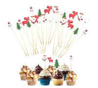 Selecciones de cócteles navideños,Brochetas de cócteles navideños - Selecciones de,Palillos de dientes para fiesta de 4,7 pulgadas, 100 selecciones para aperitivos, árboles de Navid