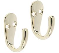 Select Hardware 2 Ganchos Individuales con Tornillos, latón Pulido, Montaje en Puerta y Pared para baño, Dormitorio, Sala de Estar, Pasillo (Paquete de 2)