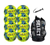 Select Numero 10 - Balón de fútbol, paquete de 8 pelotas con bolsa de lona y bomba de mano, amarillo/azul V22, tamaño 5