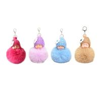 Select Zone Llavero Pom Pom 4 piezas Sleeping Doll Llavero Peluche Llavero Mini Muñeca Llavero Colgante tote Llavero Peludo Llavero Coche, Combinación 2, 1