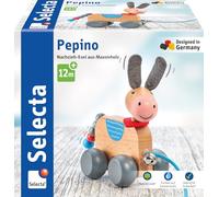 Selecta 62102 Pepino, Burro de Arrastre, Juguete Deslizante y de Arrastre de Madera, 13 cm