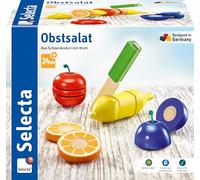 Selecta- Juego de 11 Piezas para Ensalada de Frutas, Velcro y Juguete de Corte de Madera, Multicolor, Small (Schmidt Spiele 62070)