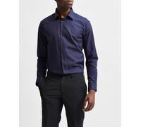 Selected Camisa de hombre slim de vestir 100% algodón. Azul oscuro L