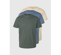 SELECTED Camiseta 'SLHCORMAC' beige / azul / verde L beige / azul / verde