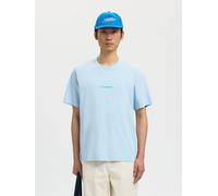 SELECTED Camiseta 'SLHElias' camelo / beige claro / azul claro / blanco S camelo / beige claro / azul claro / blanco