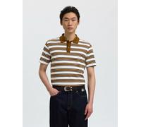 SELECTED Camiseta 'SLMJASPER' caramelo / marrón oscuro / blanco M EUR