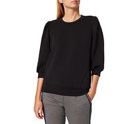 SELECTED FEMME Blusa Mujer Corte Holgado Cuello Redondo Mangas abullonadas 3/4 de Moda, Color:Negro, Talla:M