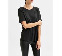 Selected Femme Camiseta de mujer básica cuello redondo. Negro 40/L