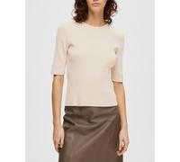 Selected Femme Camiseta de mujer de punto. Crudo L