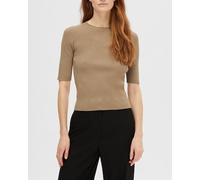 Selected Femme Camiseta de mujer de punto. Marrón claro L