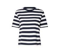 SELECTED FEMME Slfessential SS Striped Boxy tee Noos Camiseta, Azul Oscuro (Dark Sapphire), M Mujeres