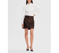 Selected Femme Falda lentejuelas corta. Marrón 34