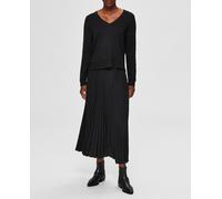 Selected Femme Falda midi plisada poliester reciclado. Negro 34