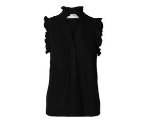 SELECTED FEMME Female Oberteil mit Rüschen Ärmelloses Slfviva SL Sun Ruffle Top Noos, Negro, 38 Mujeres