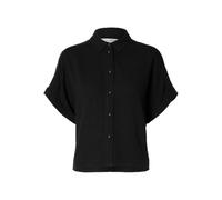 SELECTED FEMME Noos Slfviva SS Cropped Shirt Noos - Blusa de Manga Corta para Mujer, Negro, 38