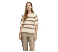 SELECTED FEMME Slfbloomie SS Knit O-Neck Noos Suéter, Blanca Nieve/Stripes:Greige, L para Mujer