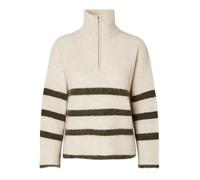 Selected Femme SLFMALINE LS KNIT HALF ZIP NOOS M Beige